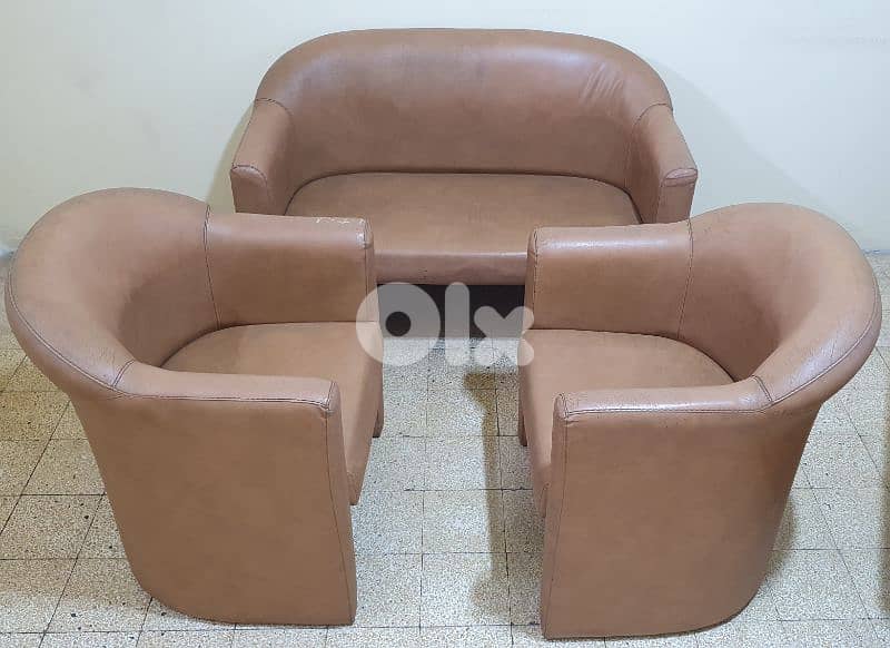 3  sofa  set  brown  leather very neat  80 $ beyrout  03723895 8