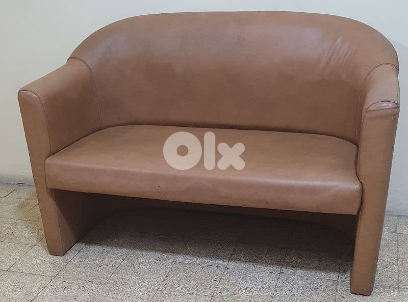 3  sofa  set  brown  leather very neat  80 $ beyrout  03723895 15