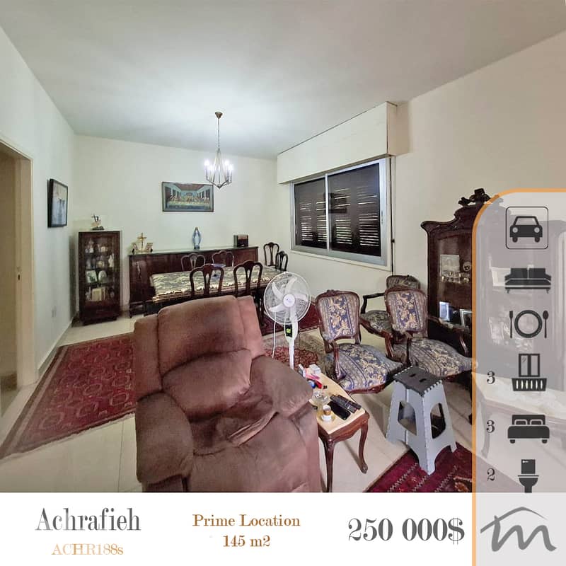 Ashrafieh | 3 Bedrooms Apartment | 3 Balconies | 1st Floor | 145m² 0