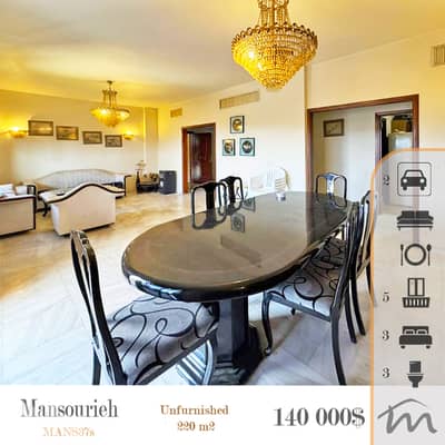 Mansourieh | 637$/m² | 220m² 3 Bedrooms Apt | 5 Balconies | Open View