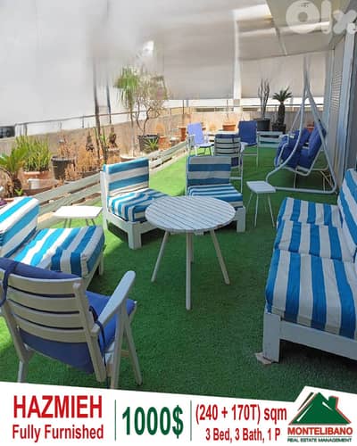 240sqm Apartment For Rent in Hazmieh (حازمية) + 170 sqm Terrace & View