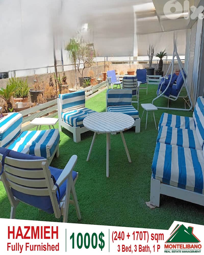 240sqm Apartment For Rent in Hazmieh (حازمية) + 170 sqm Terrace & View 0