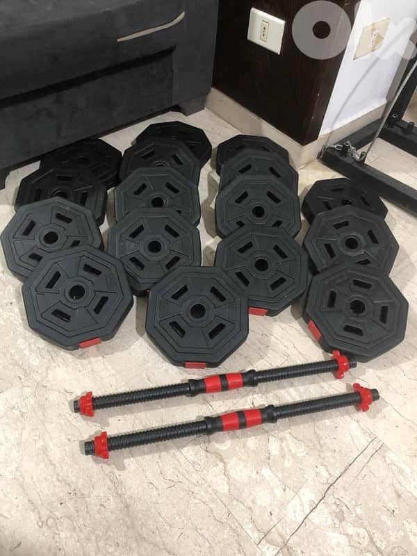 48kg plates + 2 dumbbells 1