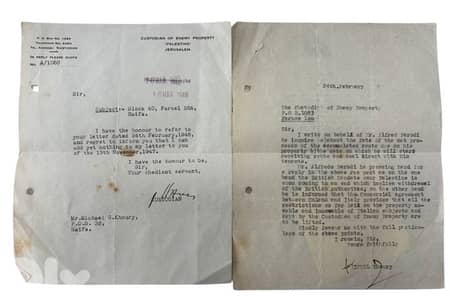 1948 Palestine “Custodian of Enemy Property” (Jerusalem–Haifa)