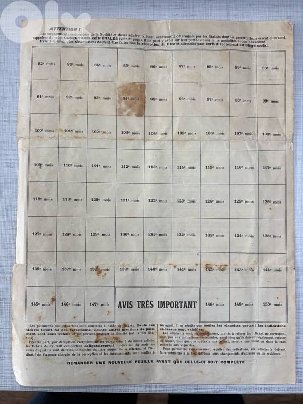 Vintage 1935 “Crédit à l’Épargne” Certificate Tel Aviv, Palestine 2