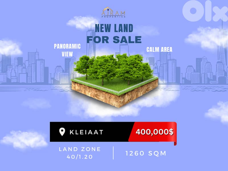 Land In Kleiaat | 1260 sqm | Panoramic View 0