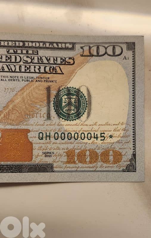 rare 2021 100$ special number with star * 1