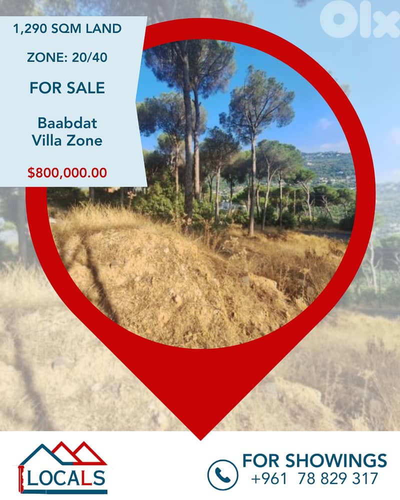Land For Sale in Baabdat - أرض للبيع في بعبدات 0
