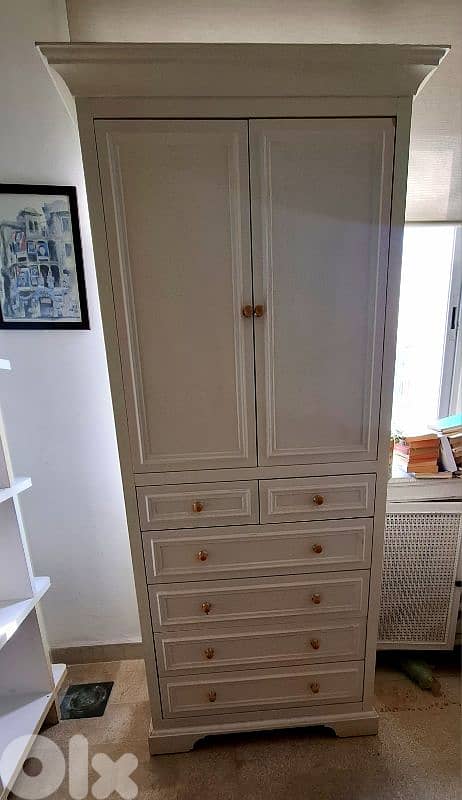 Elegant Cream Wooden Closet – Classic Design, Ample Storage 0