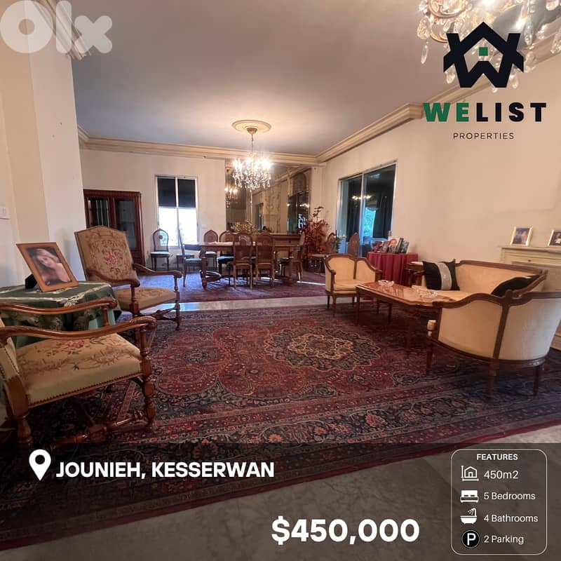 450sqm Apartment for sale in Jounieh  ٤٥٠ م شقة للبيع في جونية ,كسروان 0