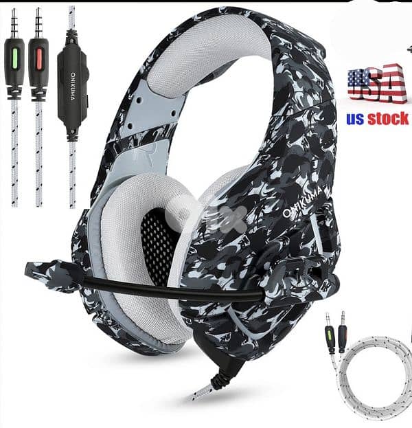 ONIKUMA K1-B High Pro Gaming Headset Gray Camo design/4$ delibery 1