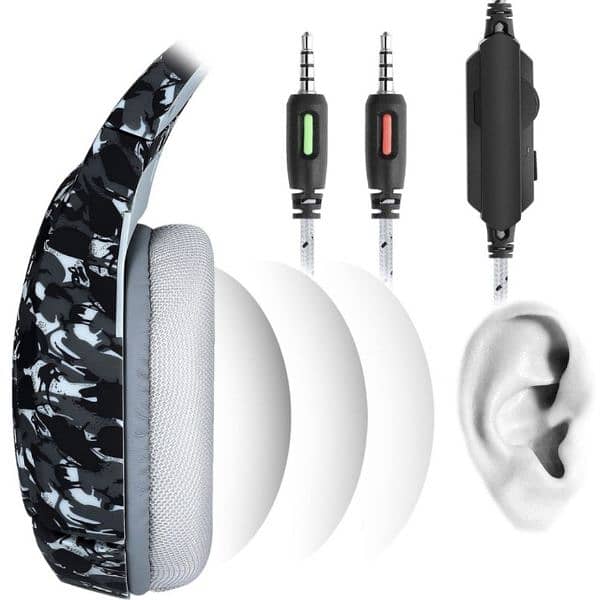 ONIKUMA K1-B High Pro Gaming Headset Gray Camo design/4$ delibery 3
