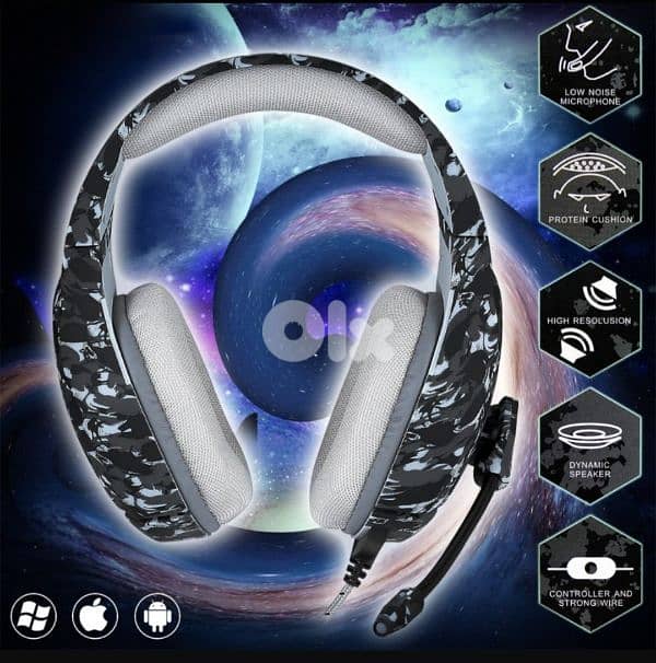 ONIKUMA K1-B High Pro Gaming Headset Gray Camo design/4$ delibery 5