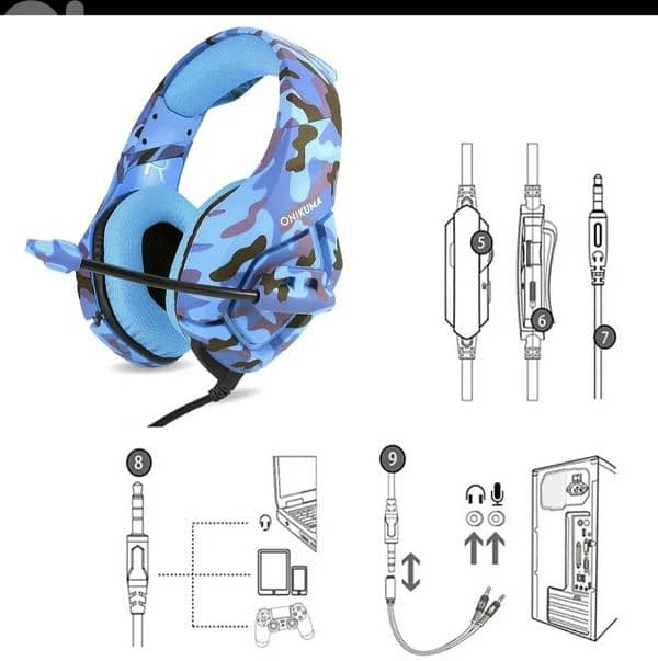 ONIKUMA K1-B High Pro Gaming Headset Gray Camo design/4$ delibery 7