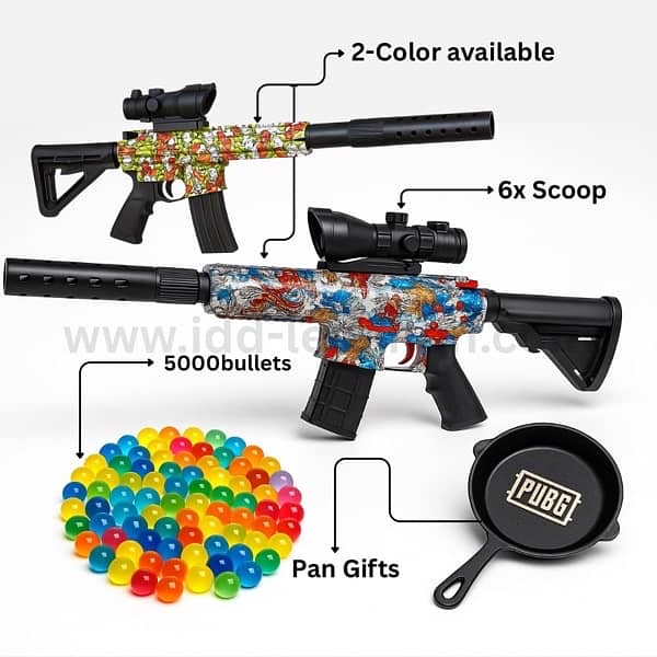 M416 Gel Blaster 2 Color option with 6X Scope 5000 Gel Ball & PUBG Pan 0