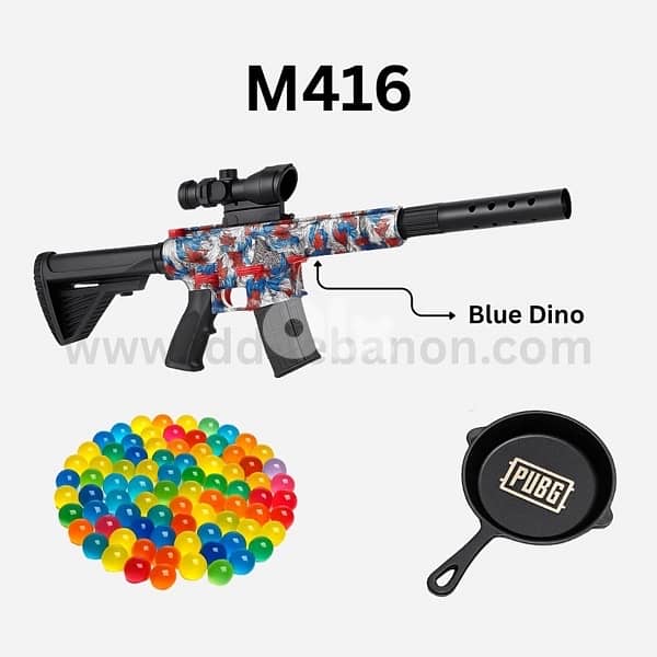 M416 Gel Blaster 2 Color option with 6X Scope 5000 Gel Ball & PUBG Pan 1