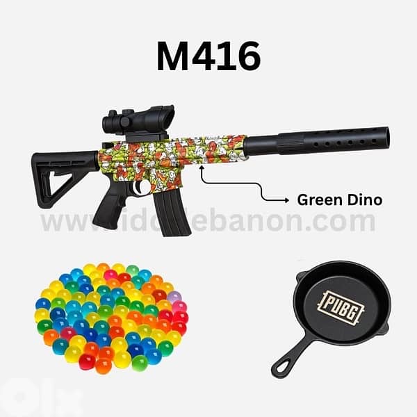 M416 Gel Blaster 2 Color option with 6X Scope 5000 Gel Ball & PUBG Pan 2