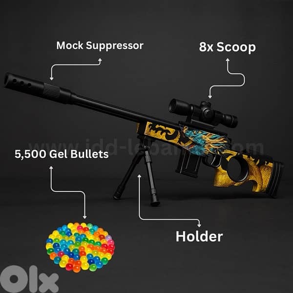 AWM Dragon Edition Sniper High Precision Gel Blaster with 8X HD Scope 0