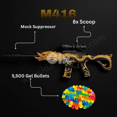 M416 Dragon Gel Blaster 8x Scope + Mock Suppressor + 5,500 Gel Bullets