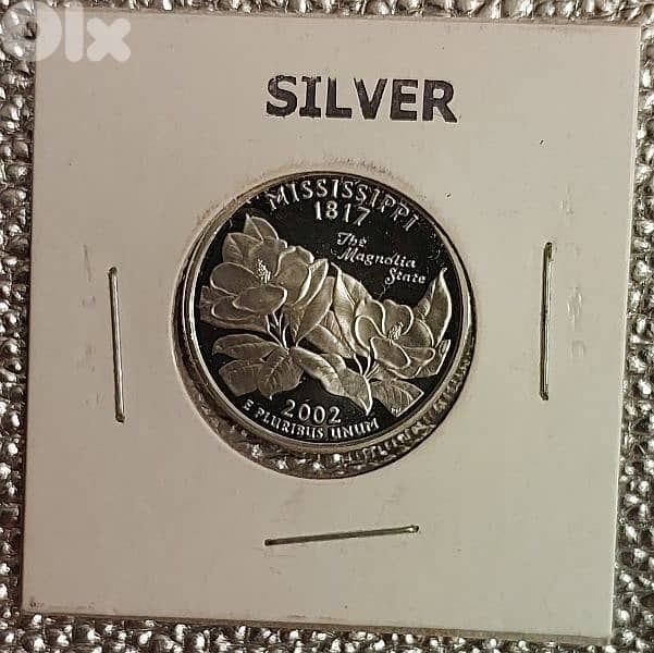 USA 2002-S silver Washington quarter dollar Mississipi 1