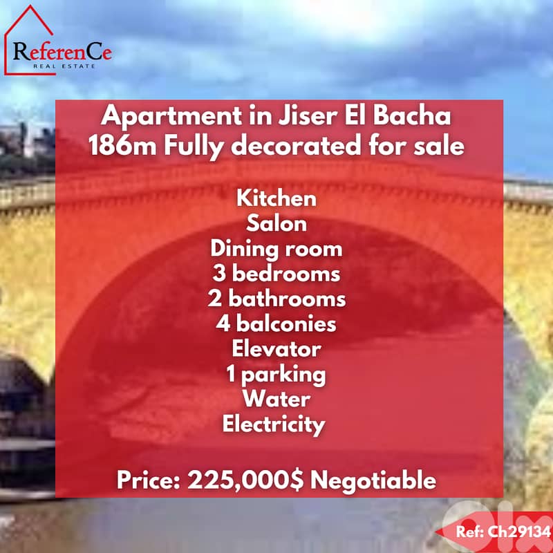 Decorated apartment in Jisr El Bacha for sale شقة للبيع في جسر الباشا 0