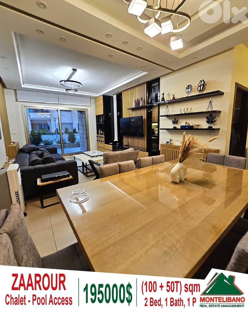Fully Furnished 100sqm Chalet For Sale in Zaarour+Terrace& Pool Access 1