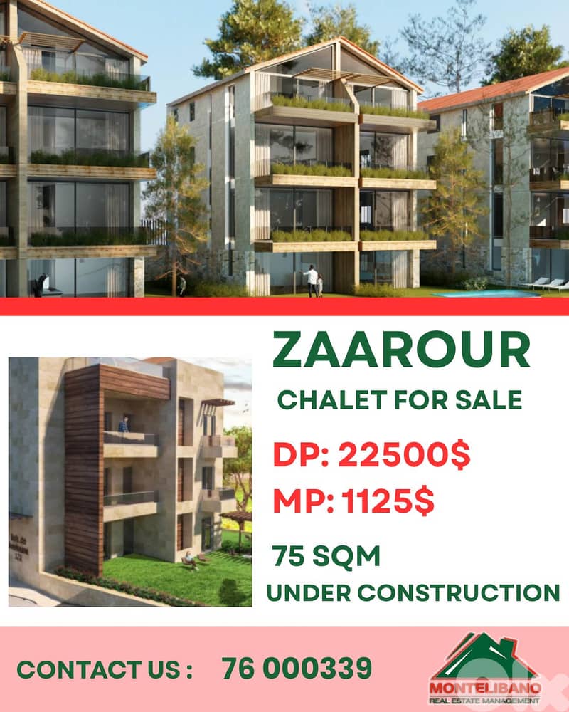 Under Construction 75 sqm Chalet For Sale in Zaarour +Installment Plan 0
