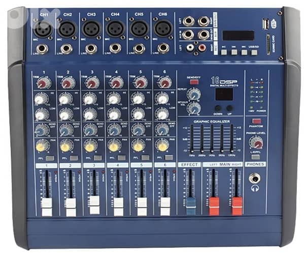 Professional Power Mixer 6 Channels DJ Mixer with Mic for Home Karaoke 1