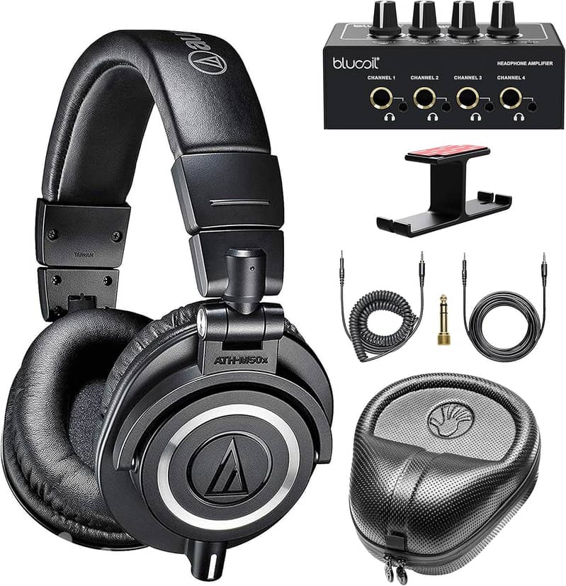 Audio-Technica ATH-M50x Studio Monitoring Headphones - Black on Silver 3