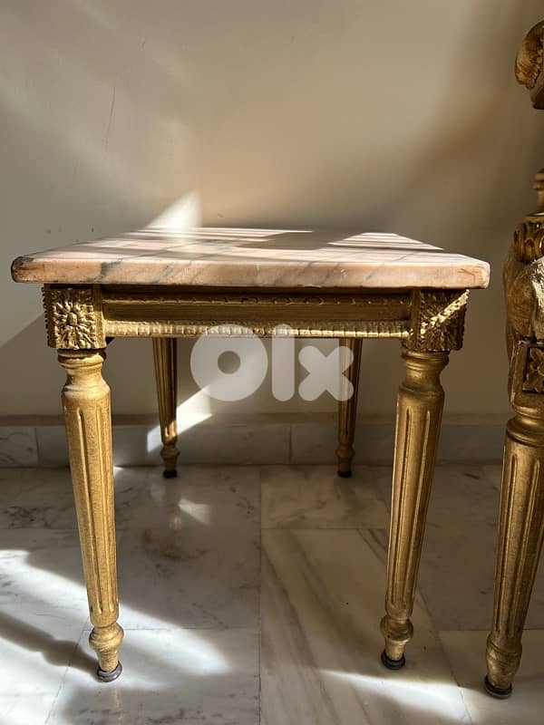 Antique Louis XVI Style Salon Set - Sofa, 4 Chairs & Marble Tables 4