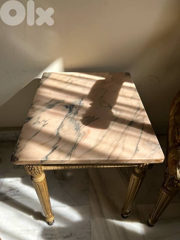 Antique Louis XVI Style Salon Set - Sofa, 4 Chairs & Marble Tables 5