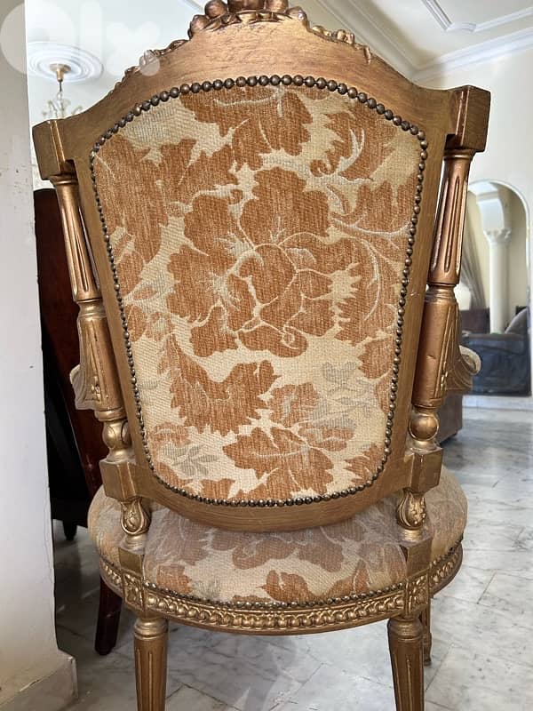 Antique Louis XVI Style Salon Set - Sofa, 4 Chairs & Marble Tables 6