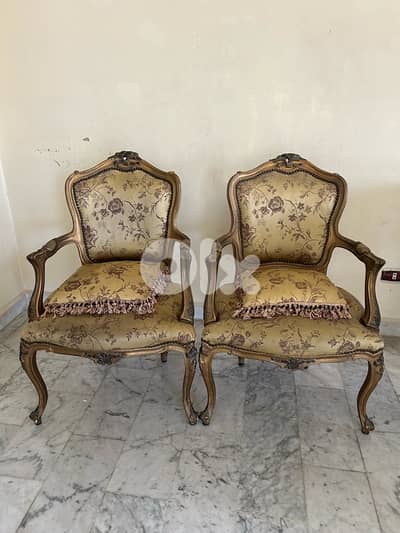 Pair of Vintage French Louis XV Style Armchairs (Fauteuils)