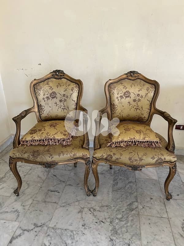 Pair of Vintage French Louis XV Style Armchairs (Fauteuils) 0