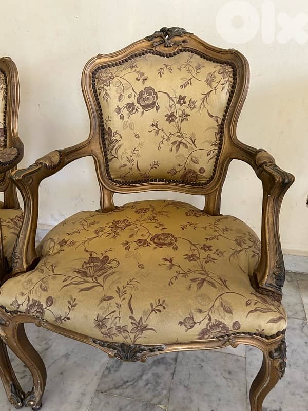 Pair of Vintage French Louis XV Style Armchairs (Fauteuils) 1