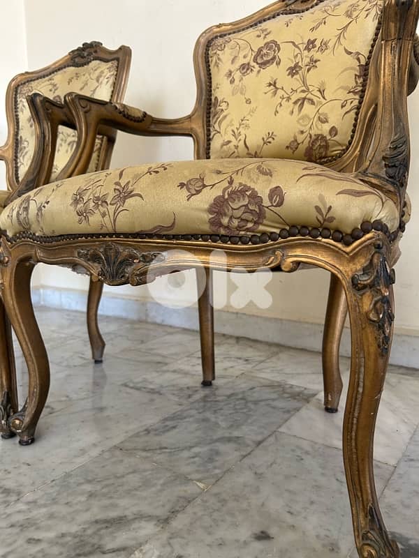 Pair of Vintage French Louis XV Style Armchairs (Fauteuils) 4