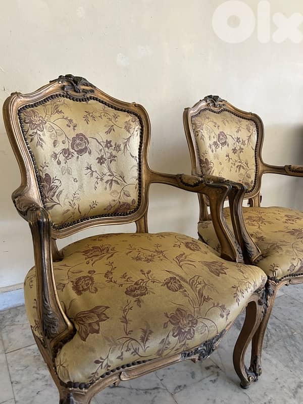 Pair of Vintage French Louis XV Style Armchairs (Fauteuils) 5