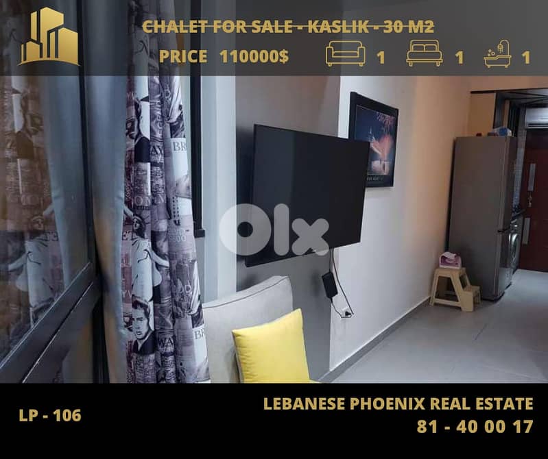 Fully renovated 30 sqm chalet for sale in kaslik with Mountains view 1