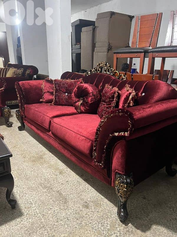 طقم كنبايات حفر خشب زان اربع قطع وطاولة 4