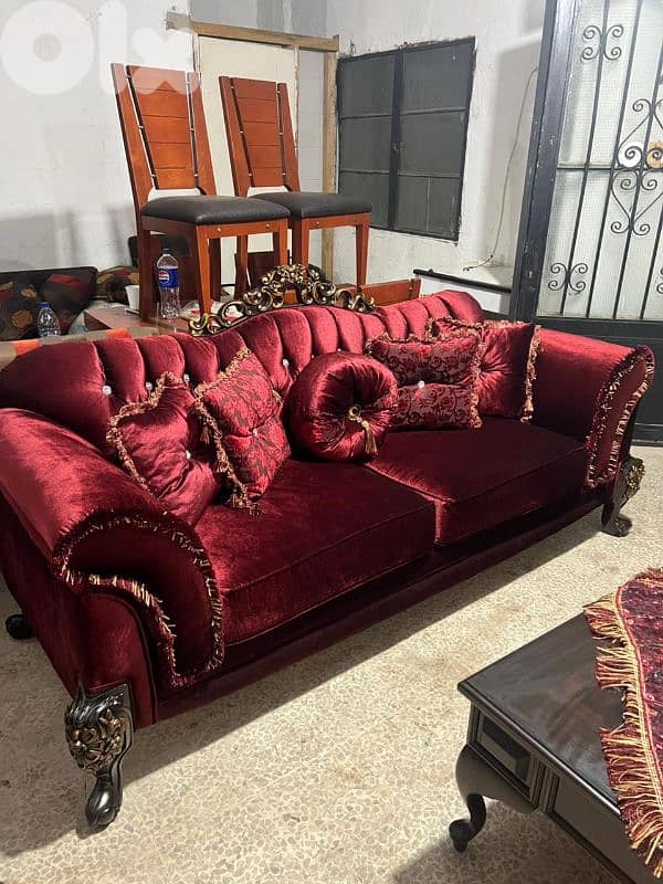 طقم كنبايات حفر خشب زان اربع قطع وطاولة 11