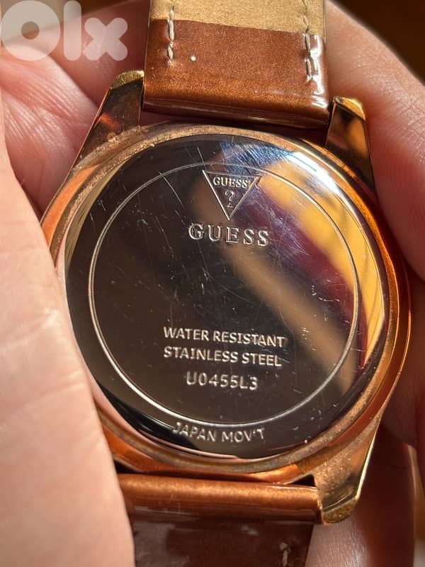 GUESS Leopard Print & Rose Gold Watch U0455L3 - Patent Brown Strap 1