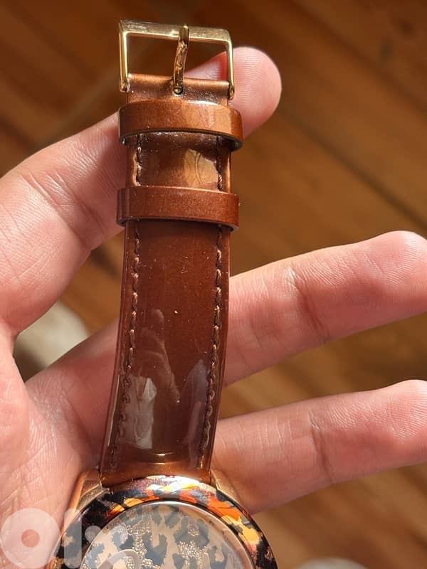 GUESS Leopard Print & Rose Gold Watch U0455L3 - Patent Brown Strap 2