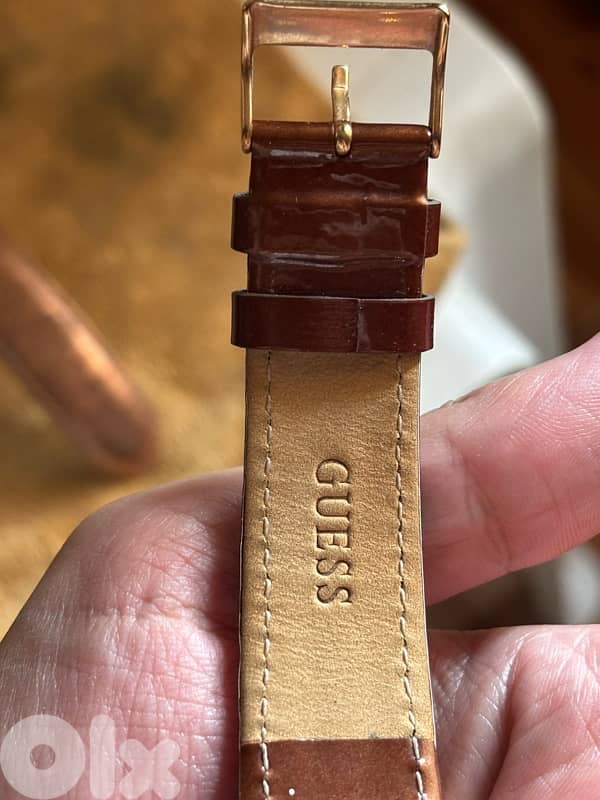 GUESS Leopard Print & Rose Gold Watch U0455L3 - Patent Brown Strap 3