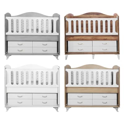 Wooden Baby Bed With Dresser - سرير أطفال خشبي مع خزانة أدراج