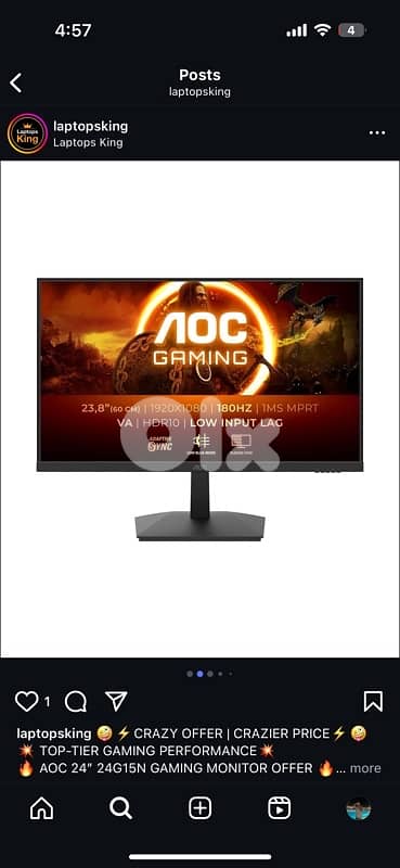 BRAND NEW NOC 180HZ 24” FHD MONITOR & NEGOTIABLE