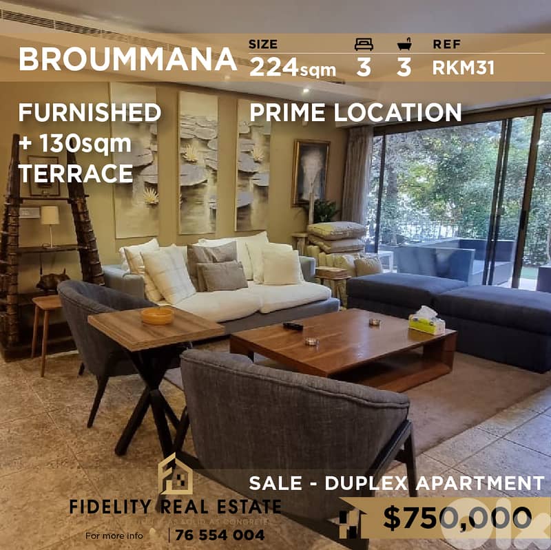 Duplex for sale in Broummana RKM31 دوبلكس للبيع في برمانا 0