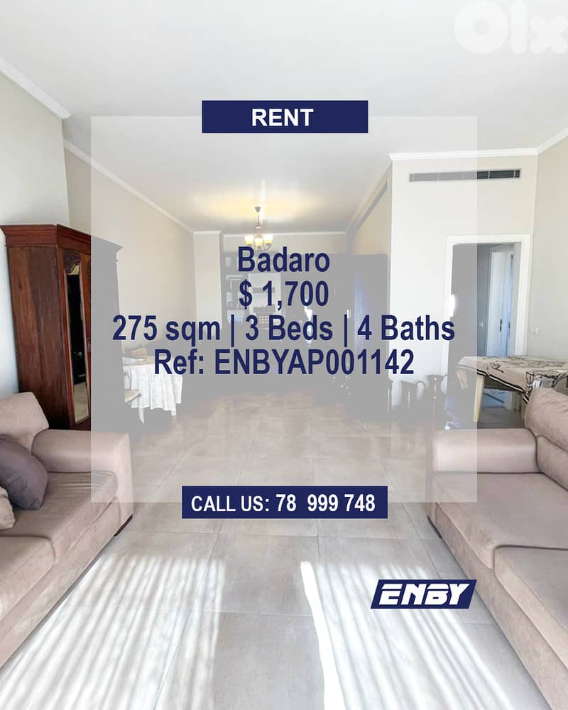 Apartment for Rent in Badaro | Fully Furnished | Hot Deal | Calm Area 0