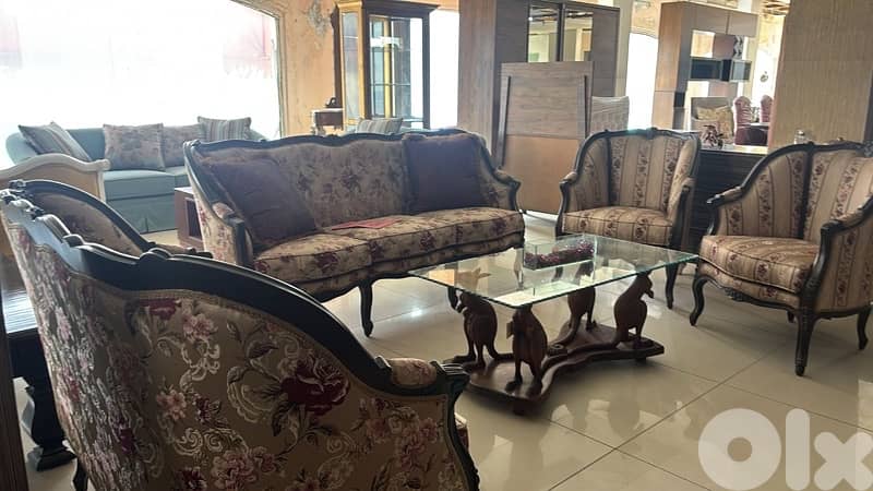 صالون طقم خشب زان ٤ قطع+ طاولة 0