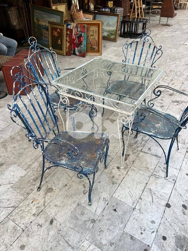 طاولة مع 4 كراسي حديد فرفورجية للحديقة مميزين ولا اروع سعر لقطة 2