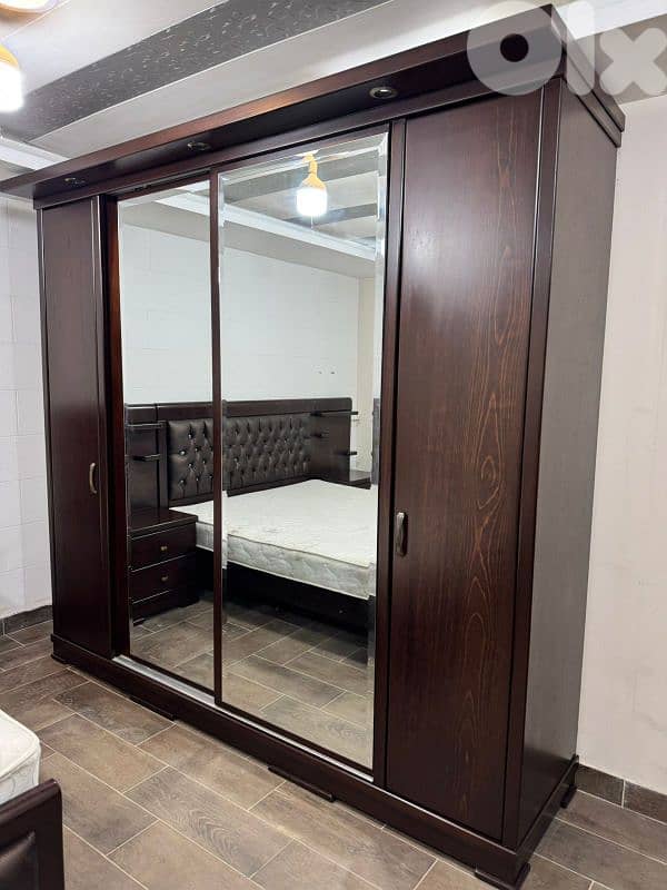 اوضة نوم خشب زان ولاتي ملبسة قشرة سحاب ودرف مع فرشة 8